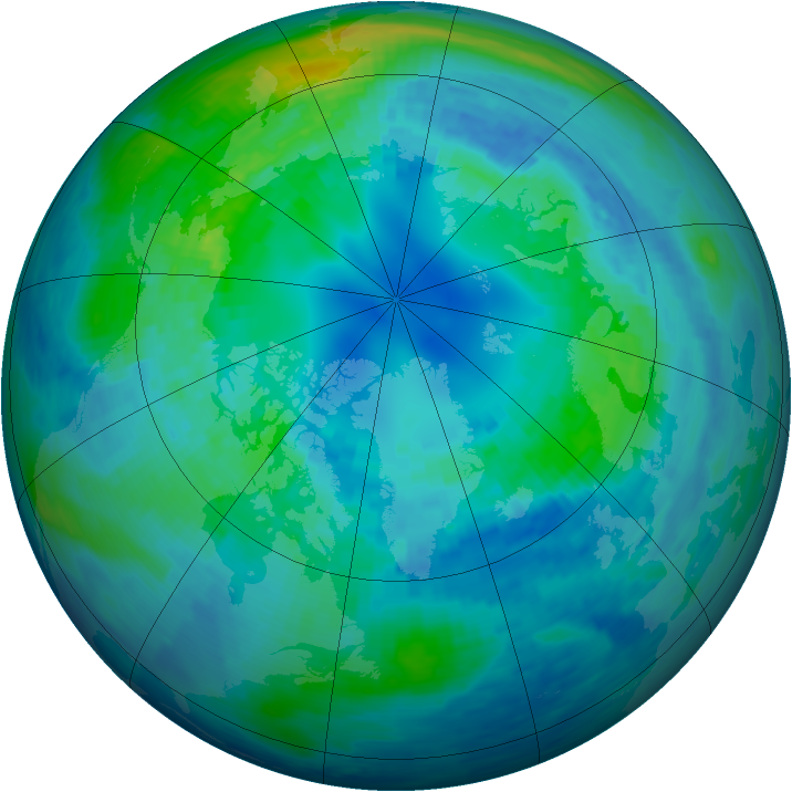 Arctic ozone map for 16 October 1994